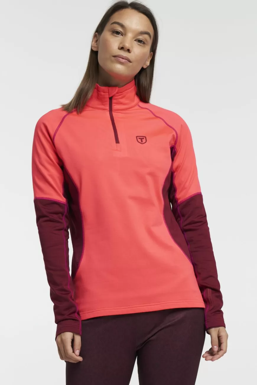 Tenson Baselayer Half Zip Coral Hot